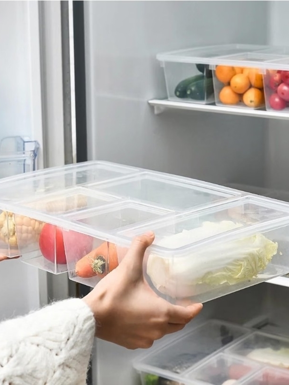 Clear Refrigerator Storage Organizer Tray - Multi-Compartment